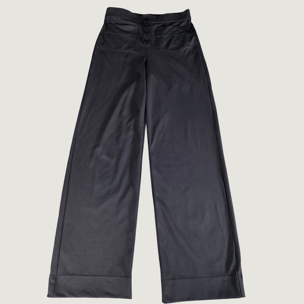Halara Womens Small Black High Rise Wide Leg Button Front Stretch Pants
